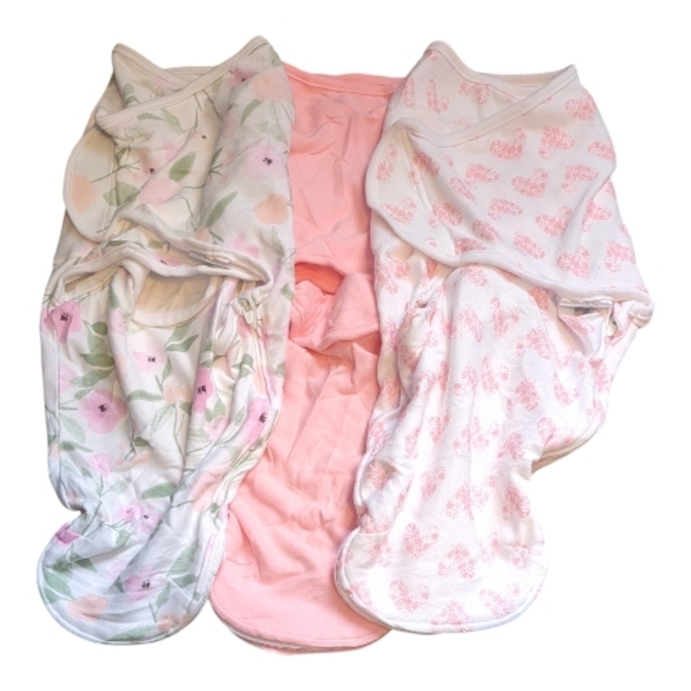 Aden and Anais Essentials Wrap Swaddles 3 pack Heart/Floral/Solid Size 0-3 Month